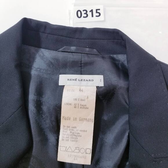 Rene Lezard Wool Black Blazer Slit Sleeve - Picture 9 of 10